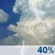 Monday: A 40 percent chance of showers and thunderstorms, mainly after 5pm.  Partly sunny, with a high near 86. South southwest wind 10 to 15 mph, with gusts as high as 20 mph. 